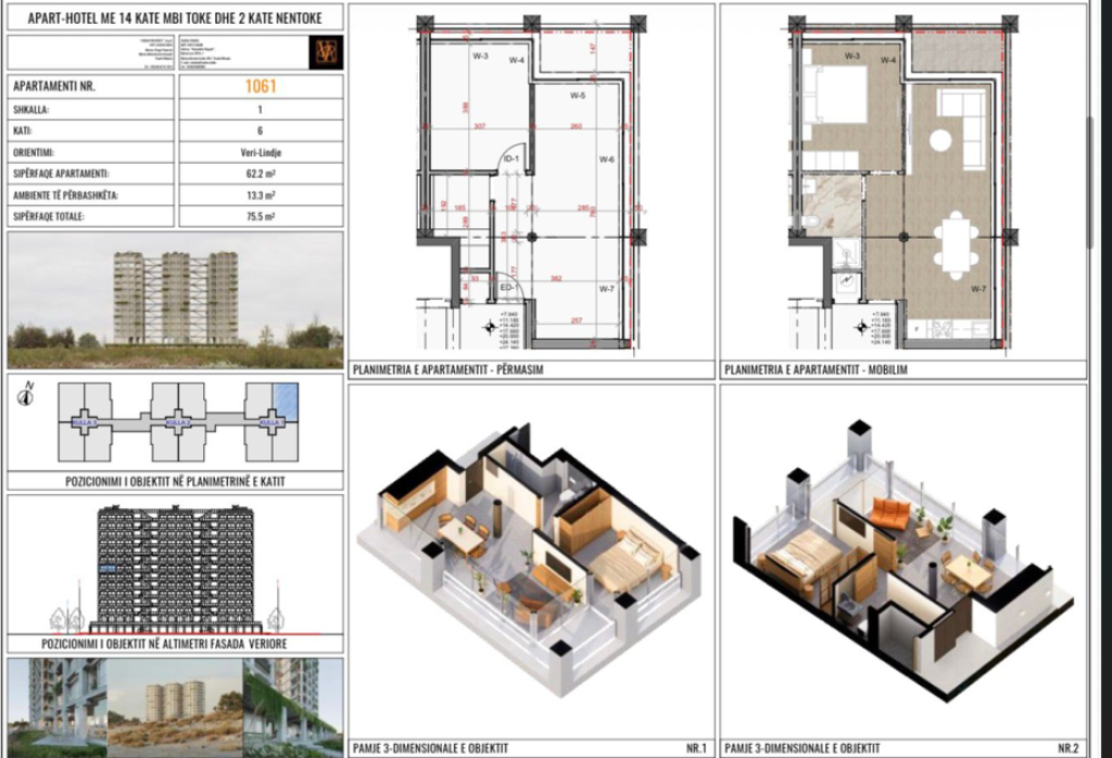 Apartament 1+1 për Shitje, Pamje ballore me detin – Three Gardens Residence, Qerret