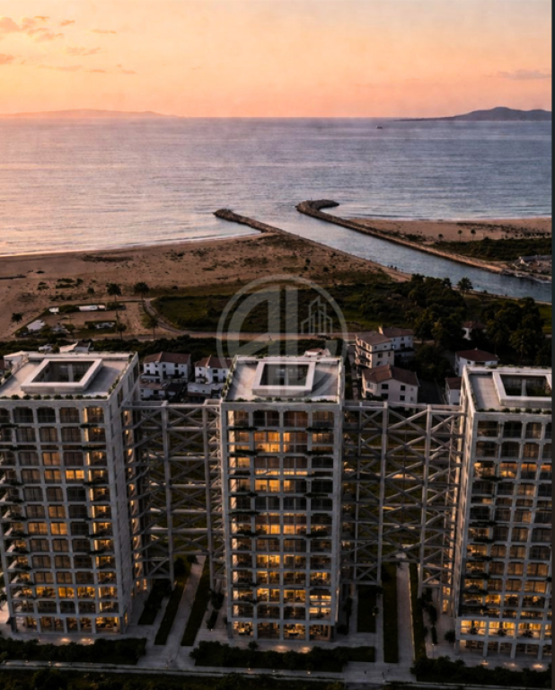 Apartament 1+1 për Shitje, Pamje ballore me detin – Three Gardens Residence, Qerret