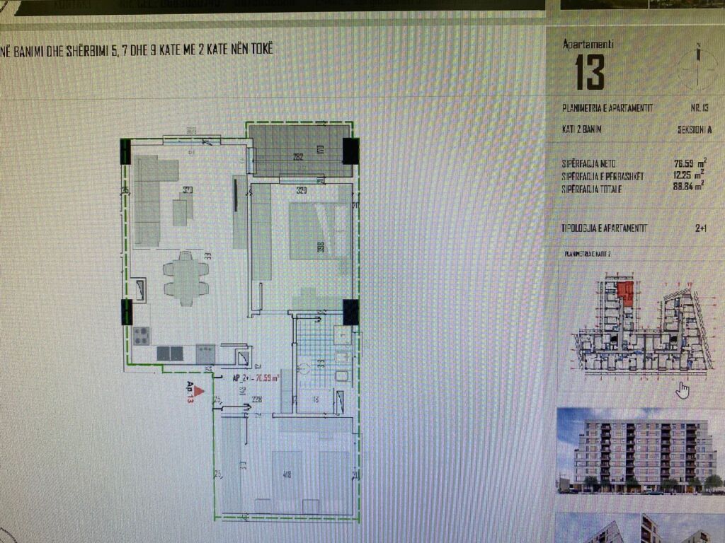 Apartment 2+1+Balcony for Sale in Bathore Kamëz