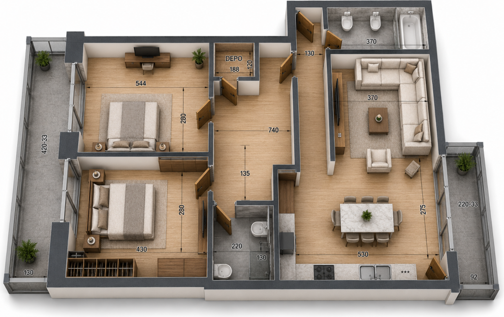 Apartment 2+1 for Sale at a Bargain Price - New Boulevard, Orbital 2 Apartments