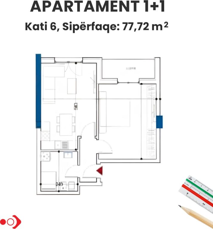 Shitet apartament 1+1, Monark Residence ,Paskuqan