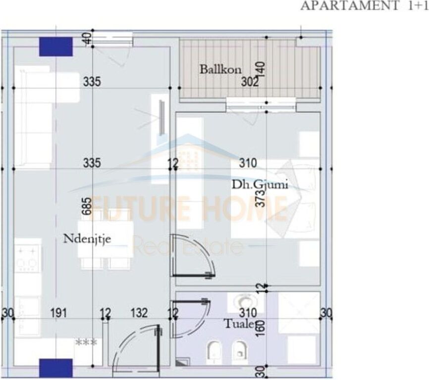 For sale, Apartment 1+1, Tirana Entry 2, Tirana.
