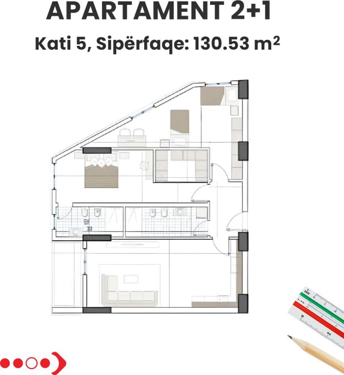 Shitet apartament 2+1, Monark Residence  ,Tirana