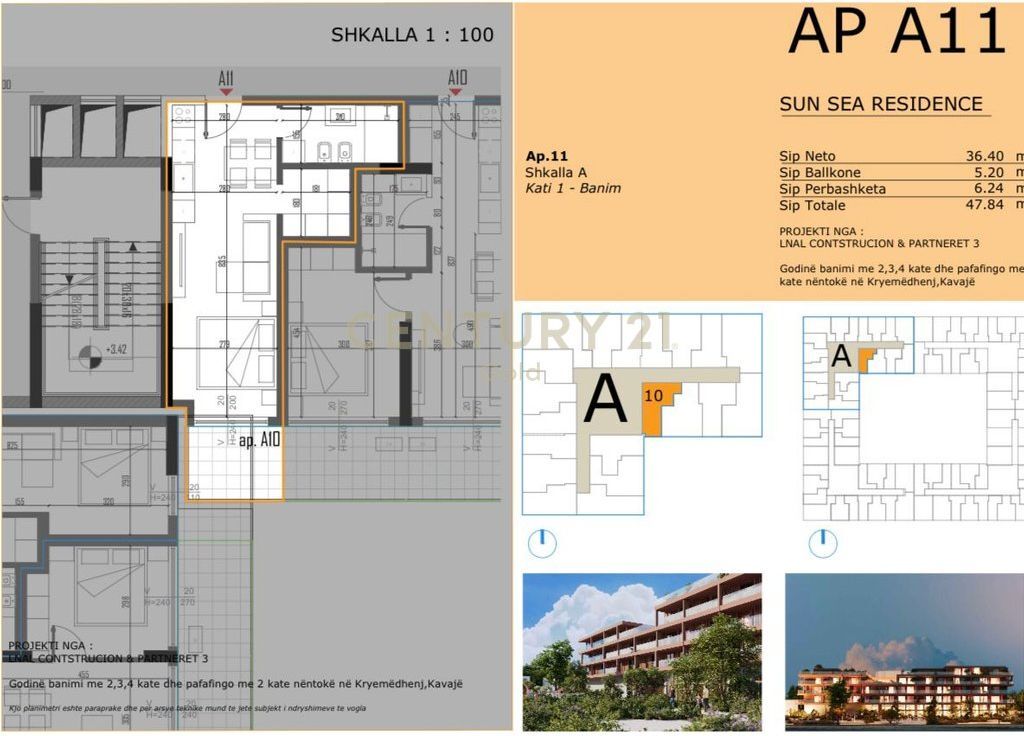 GARSONIERE PER SHITJE NE REZIDENCEN SUN SEA, GOLEM ! 59,000 € Sip. Totale  48m2
