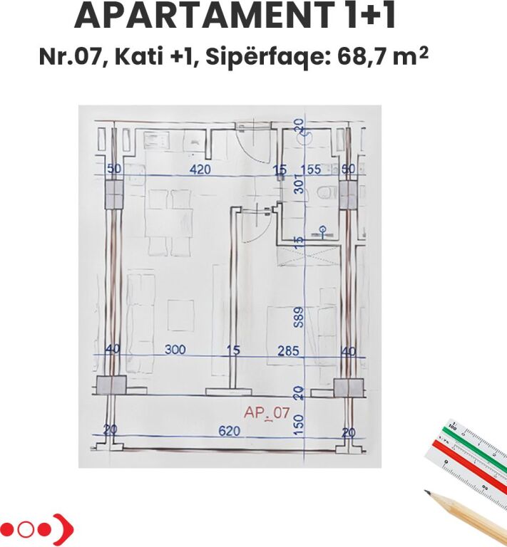 Appartamento 1+1 in vendita, Golem, Durres