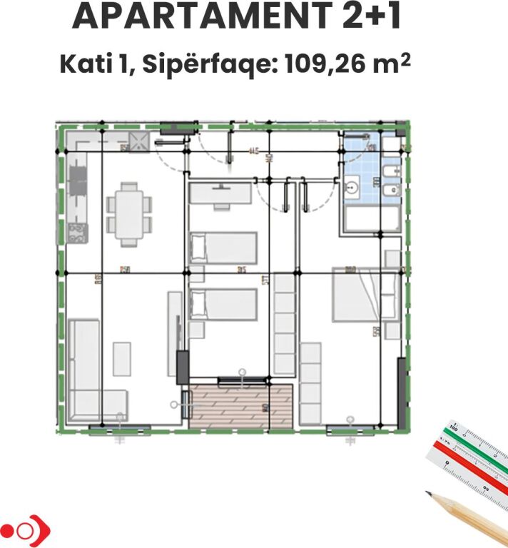 Appartamento 2+1 in vendita, Complesso "Tirana View Residence"