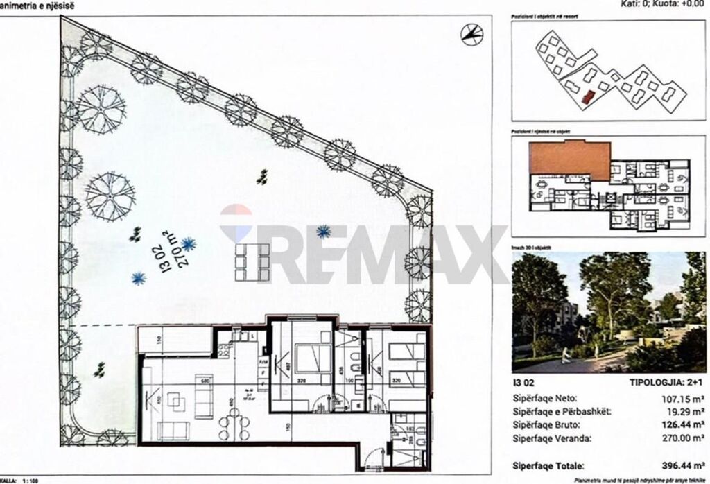 Apartament 2+1 me oborr per shitje te Park Huses