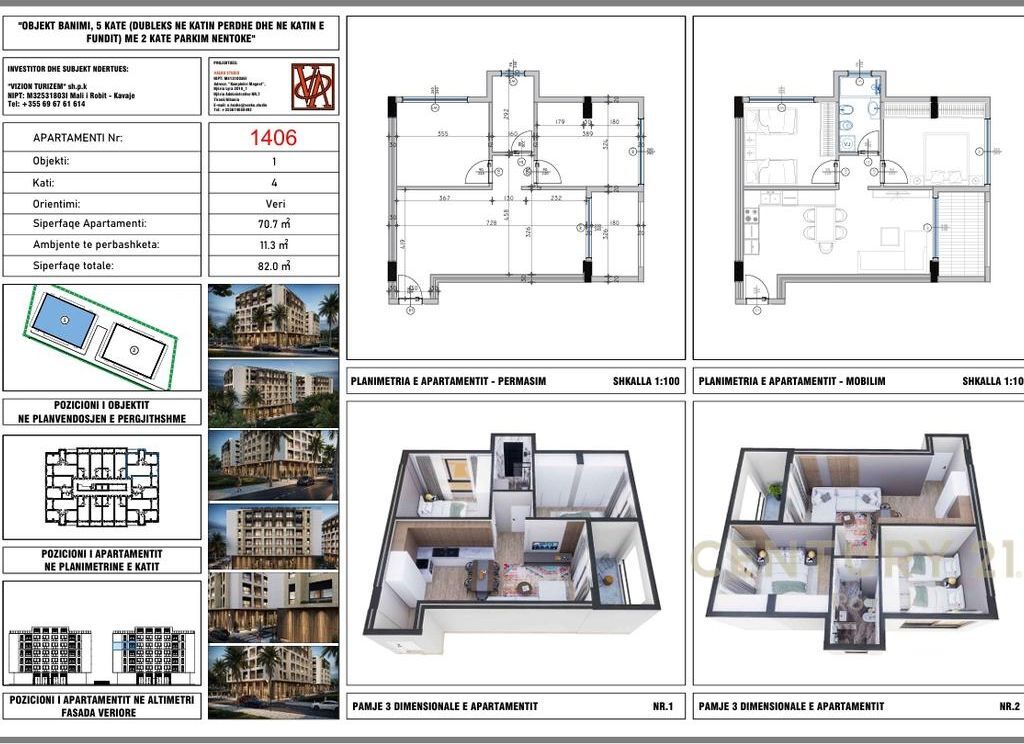 Shitet apartament 2+1 tek Vizion Residence, Mali i Robit !