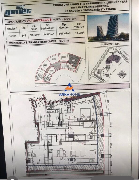 JEPET ME QERA AMBIENT ZYRE+2 POSTE PARKIMI 165M2 “GENER 2, RRUGA E KOSOVARVE" 2500 EURO
