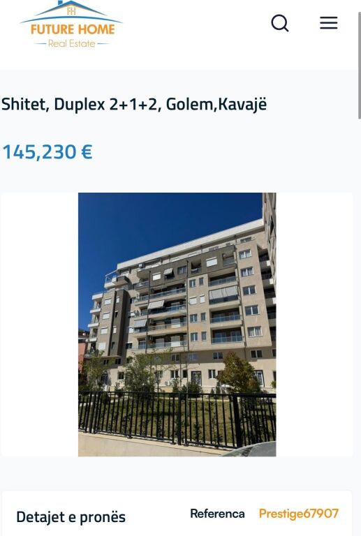 In vendita, Duplex 2+1+2, Golem, Kavajë