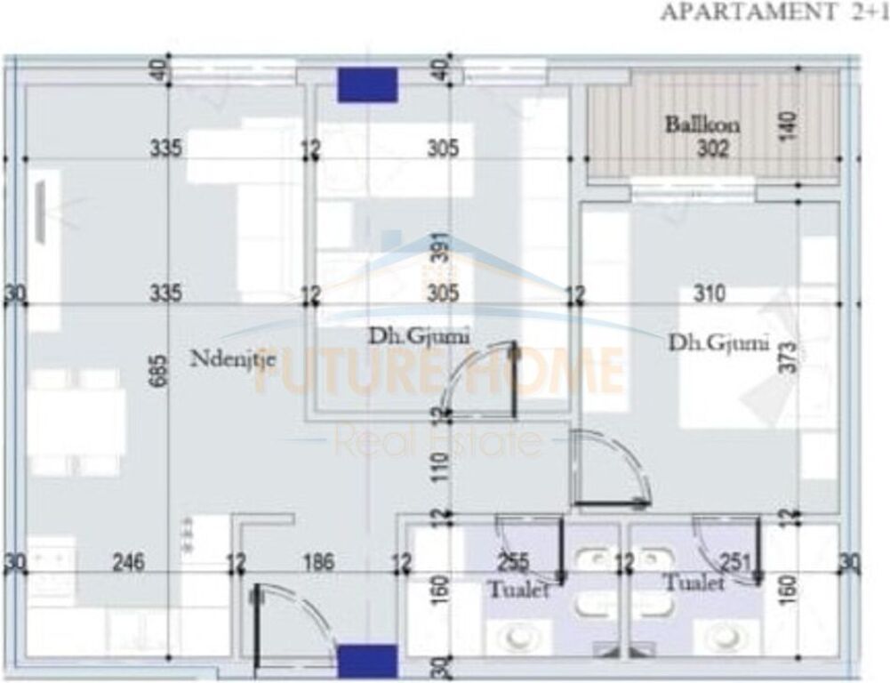 For sale, Apartment 2+1+2, Tirana Entry 2, Dogana