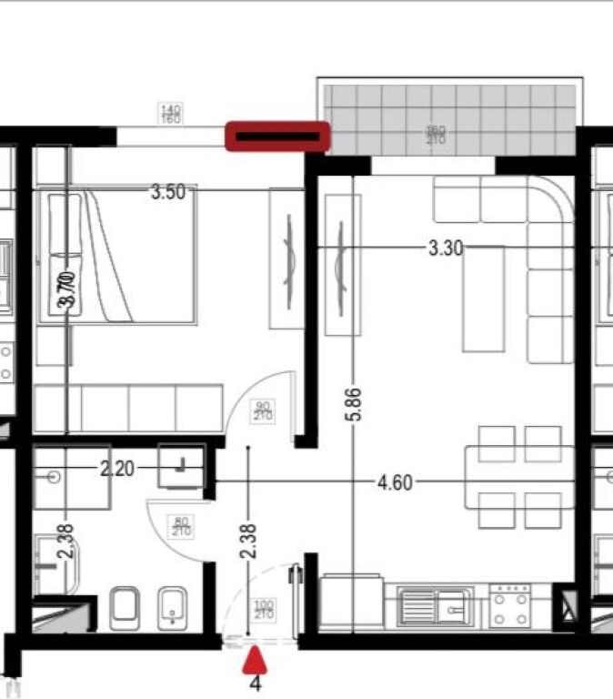 Shitet Apartamenti 1+1 , Golem ngjitur me Hotel Flowers ( ne faze Ndertimi)  1250 euro per m2