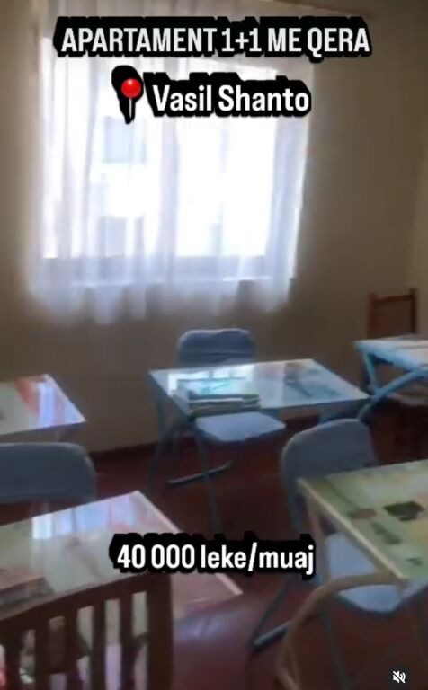 APARTMENT 1+1 FOR RENT - VASIL SHANTO, TIRANA