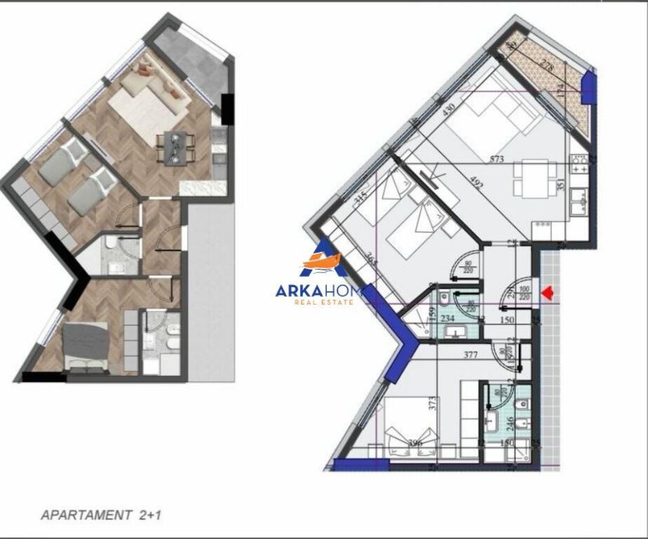 SHITET APARTAMENT 2+1+2 BALLKONE "PRANE ZOJES SE KESHILLIT TE MIRE ,RRUGA DRITAN HOXHA" 172.800 EURO