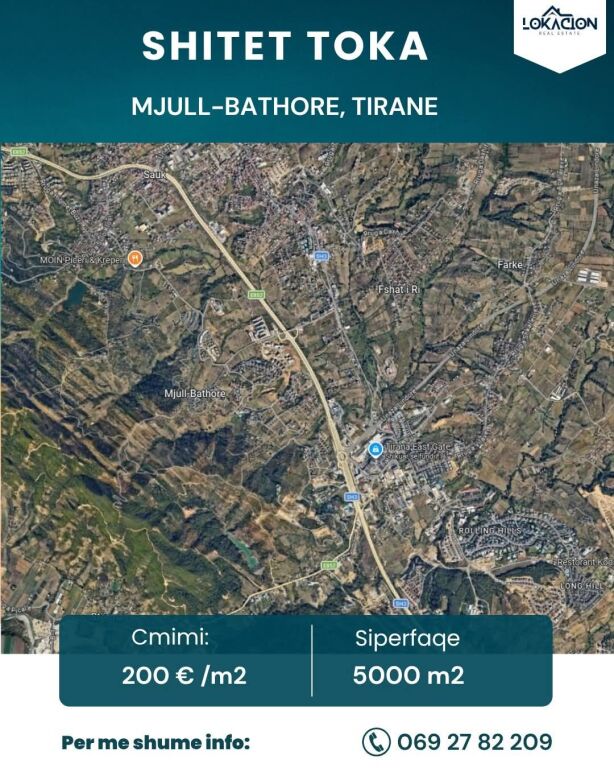 TERRENO IN VENDITA 5000 M - MJULL-BATHORE, TIRANE
