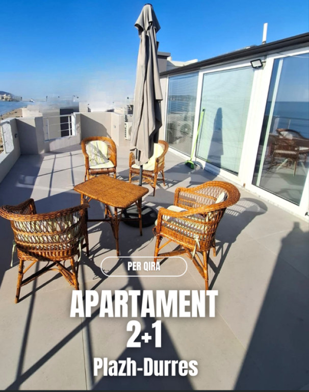 Apartment 2+1 for rent - First line with sea  Durres Beach