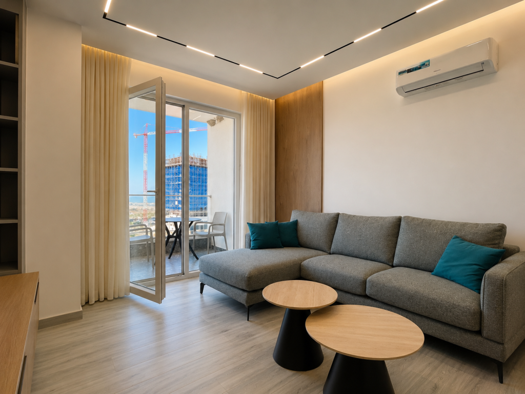 Shitet Apartament 1+1 i Mobiluar me Pamje Deti - Qerret, Kavaje