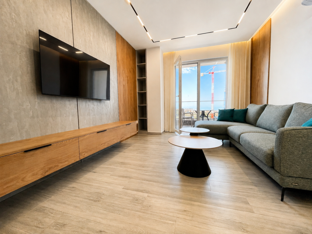 Shitet Apartament 1+1 i Mobiluar me Pamje Deti - Qerret, Kavaje