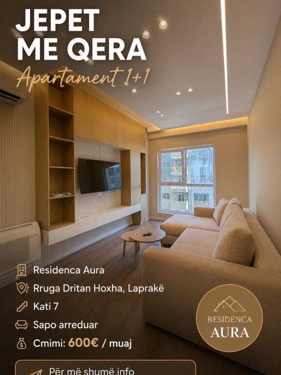 Jepet me qera apartament 1+1 Aura