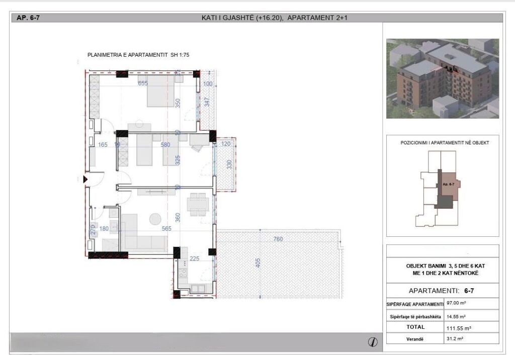 Apartment 2+1 for sale Paskuqan