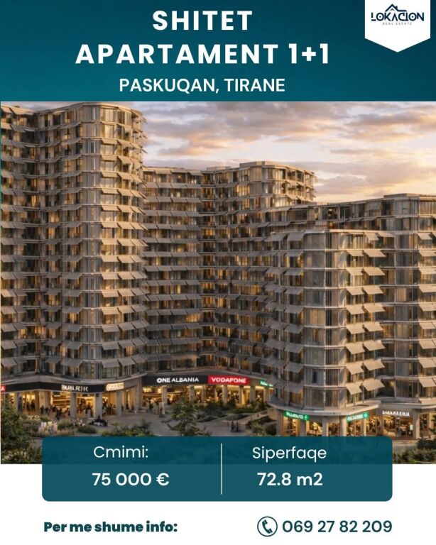 FOR SALE APARTMENT 1+1 - Coral Building, Paskuqan, Tirane