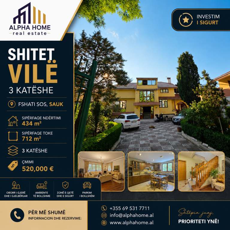 🏡✨ 3-STOREY VILLA FOR SALE | FSHATI SOS, SAUK