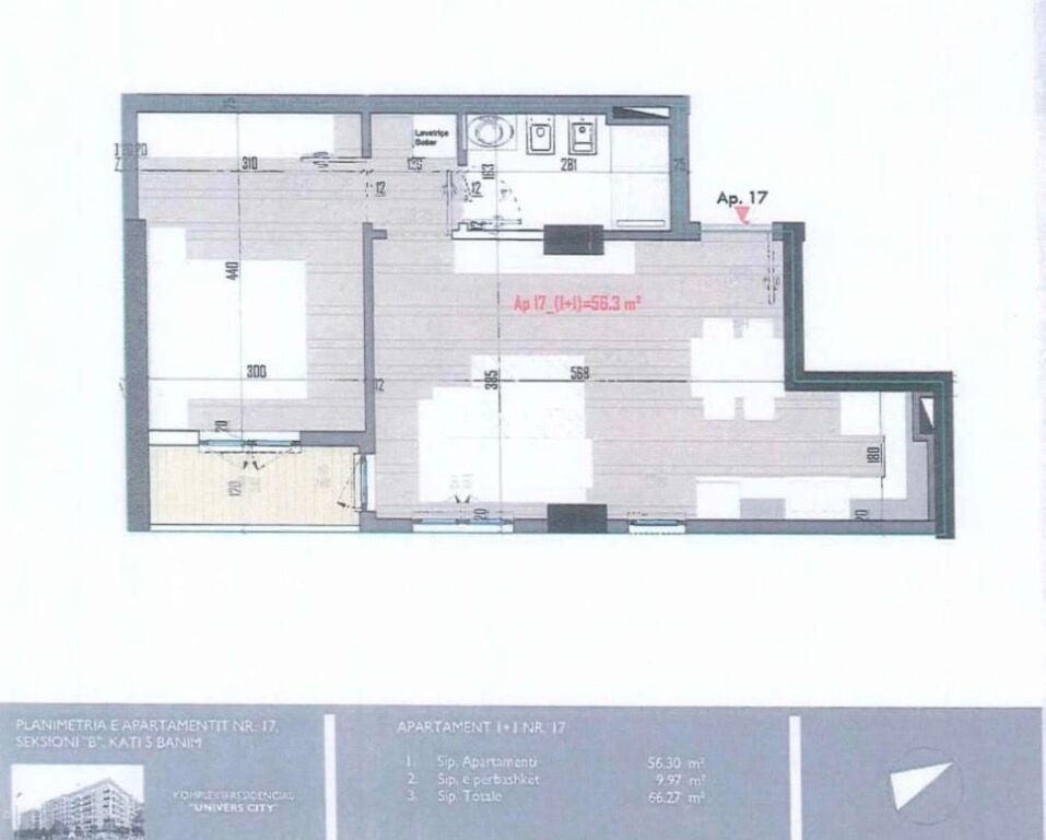Shitet 1+1+parkim Tek Univers City 98.000€