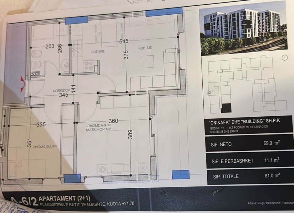 Appartamento 1+1 in vendita Belfior 2 Paskuqan