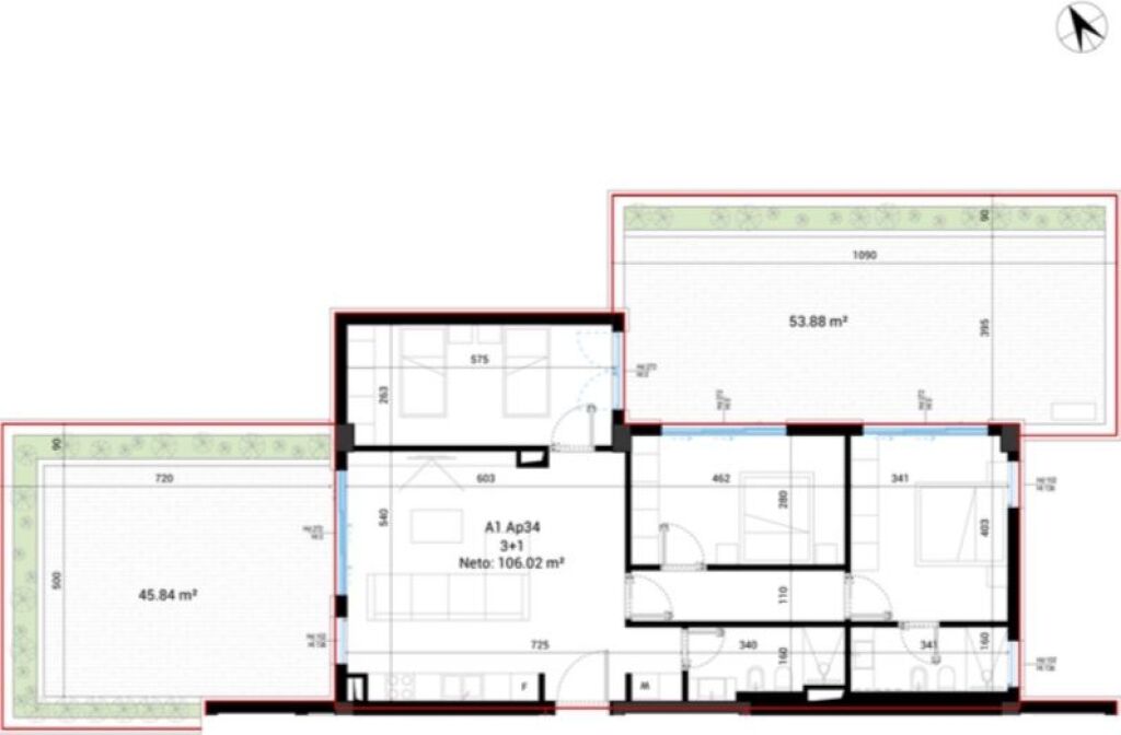 Shitet Apartament 3+1 Square Village - Dhërmi