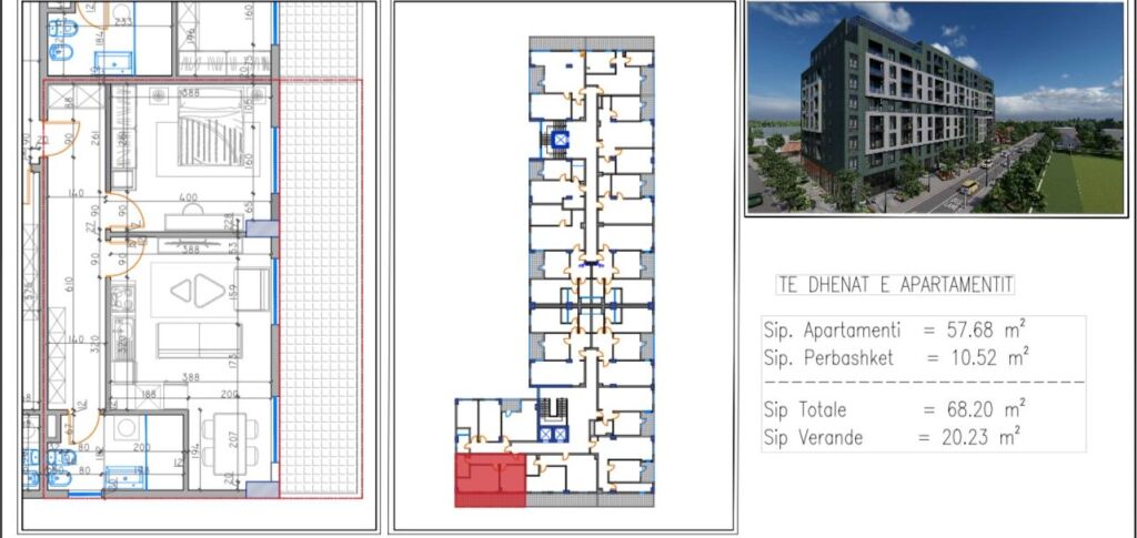 Apartment 1+1+veranda for sale, Kamez near Sports Fields 75,000