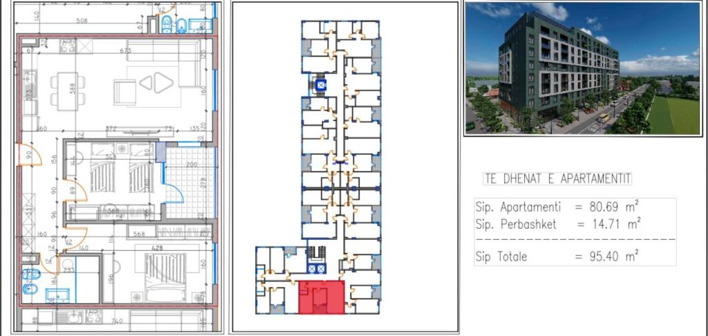 Apartment 2+1 for sale, Kamez near the Sports fields  91,000 Euro