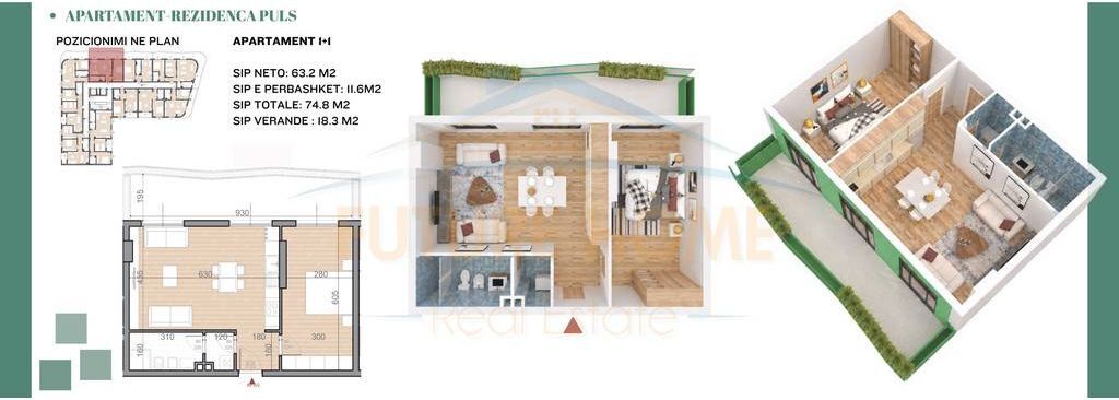 Shitet Apartament 1+1+ Verande ,Rezidenca Puls,Rruga e Dibres