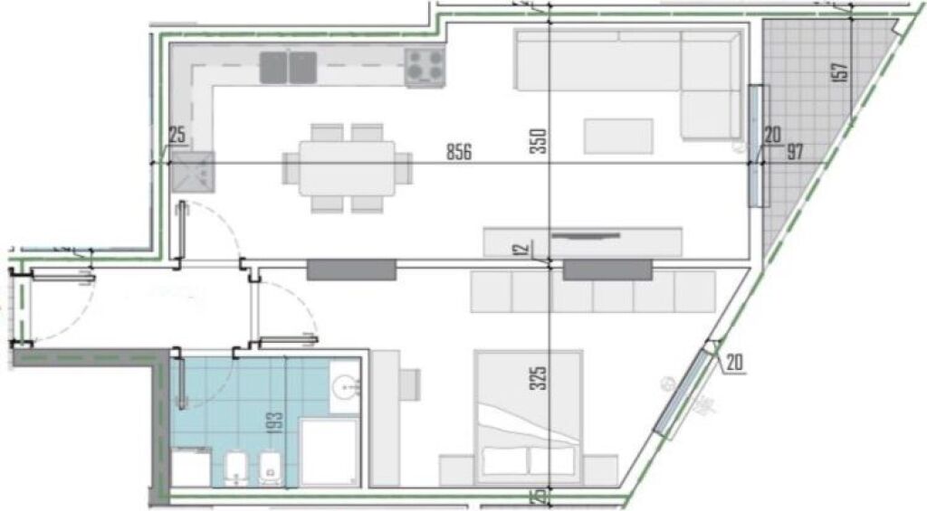 Apartament 1+1 per shitje tek La Viola Residence ne Paskuqan.