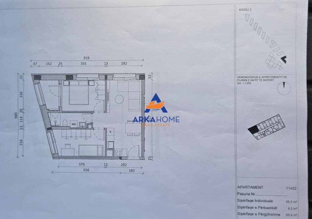 FOR SALE APARTMENT 1+1+BALCONY "KADIU RESIDENCE, ALI DEM" 97500 EURO
