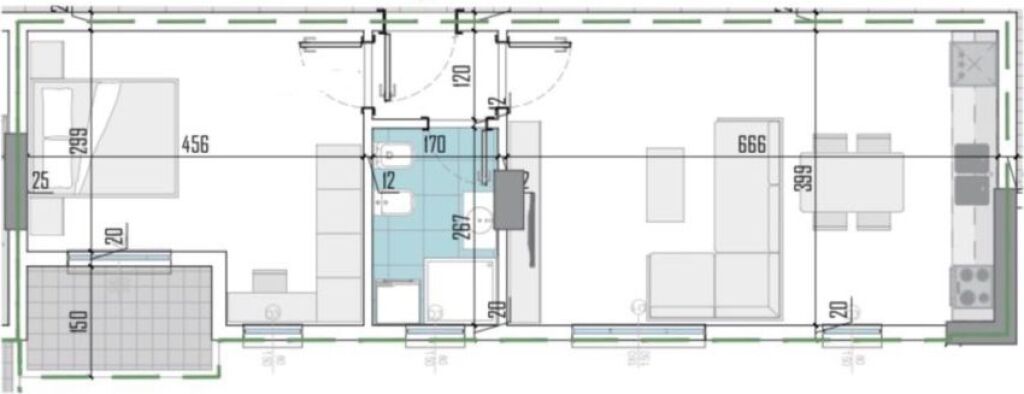 Apartament 1+1 per shitje tek La Viola Residence ne Paskuqan.