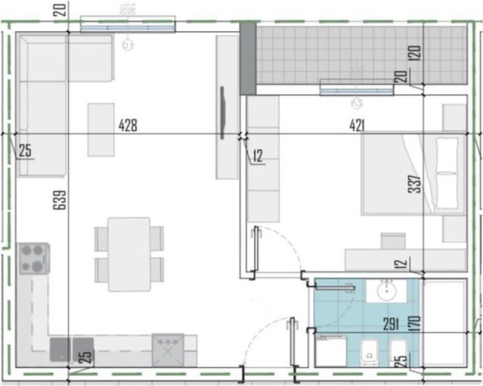 Apartament 1+1 per shitje tek La Viola Residence ne Paskuqan.