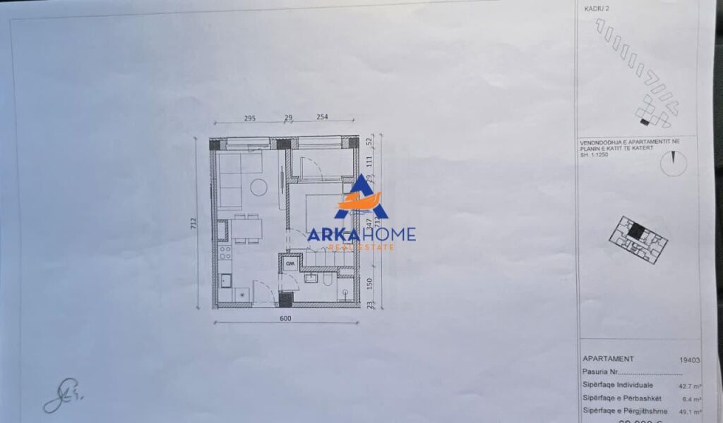 VENDESI APPARTAMENTO 1+1+BALCONE "RESIDENZA KADIU, ALI DEM" 73650 EURO