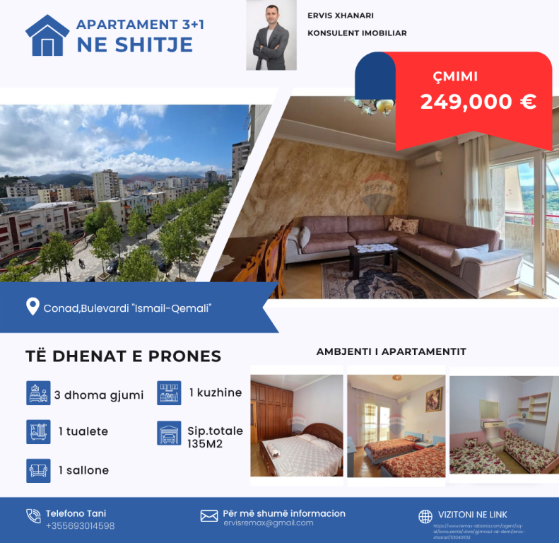 Apartment 3+1 for sale, Vlore