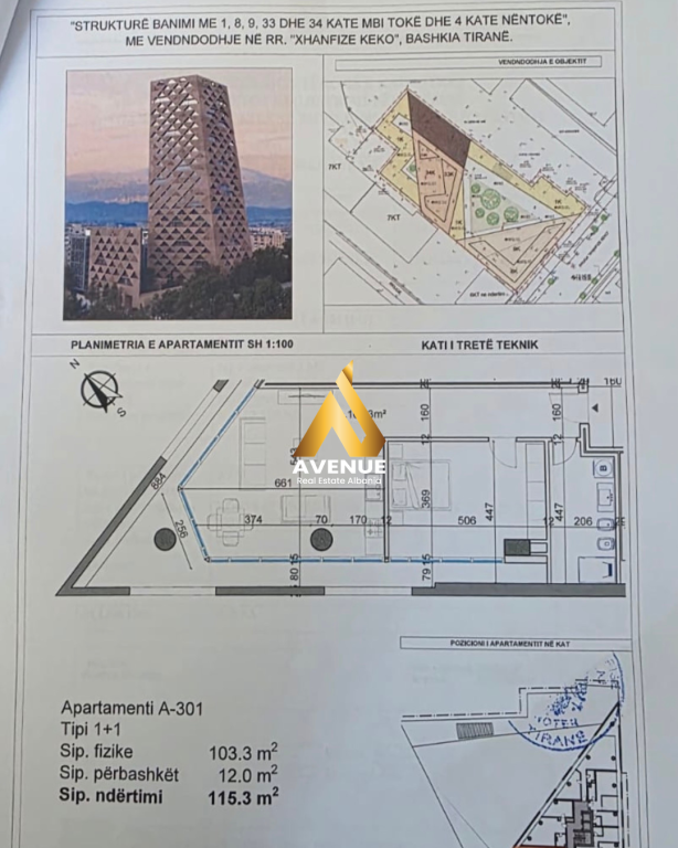 APARTMENT 1+1 FOR SALE, TIRANA TOWER