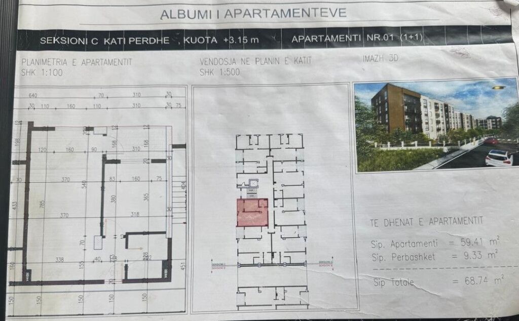 APARTMENT 1+1 FOR SALE IN PASKUQAN 71000 euro