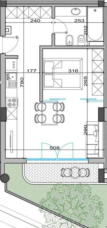 Sell apartment 1+1,. Kodra e DIellit 1 extension  