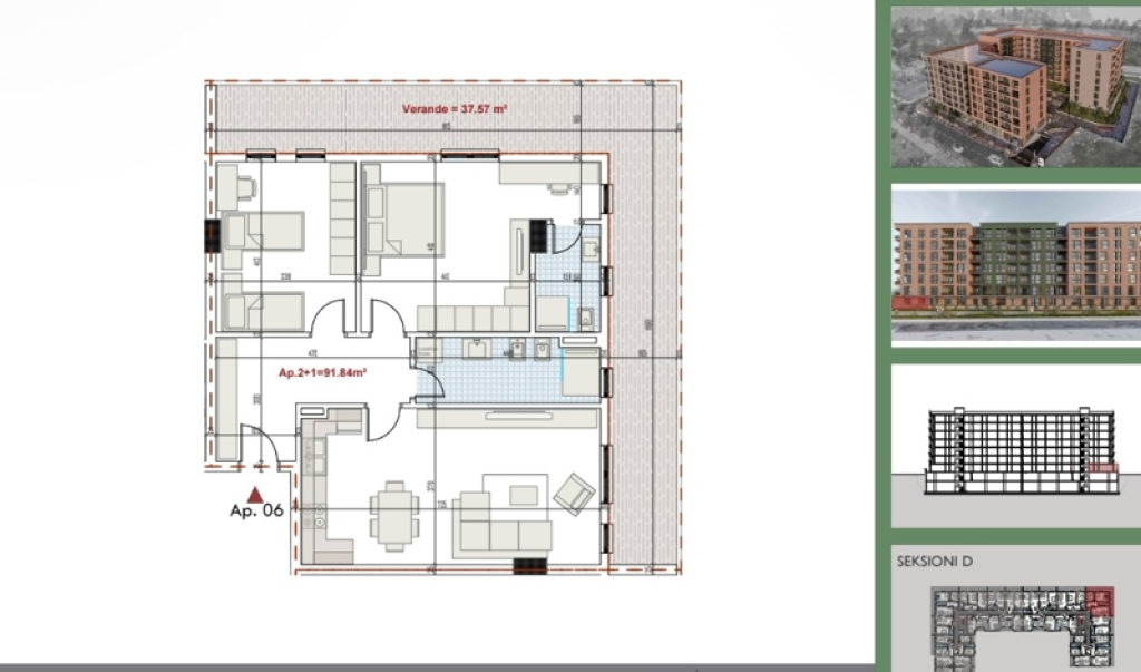 🏡 Apartment 2+1 with Veranda for Sale – Ringside Residence, Paskuqan