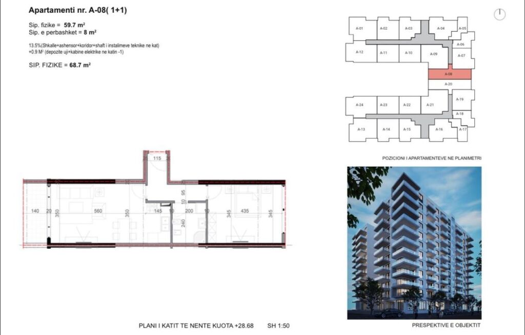 🏡 Vendesi in vendita 1+1 a Shëngjin – Residenza "Golden House"