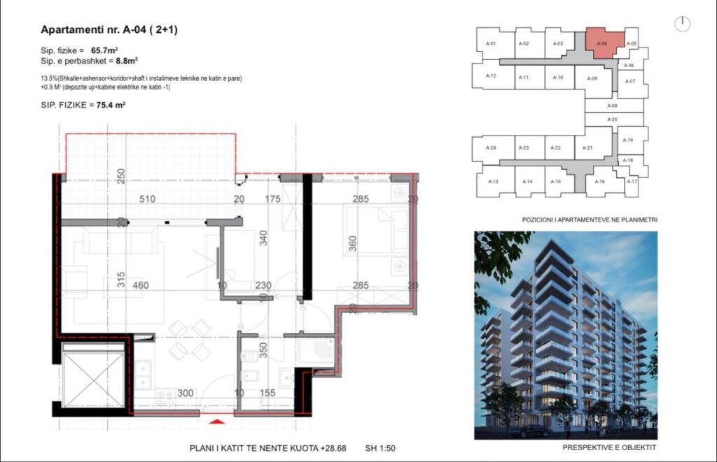 🏡 Apartment 2+1 for sale in Shëngjin – Residence "Golden House"