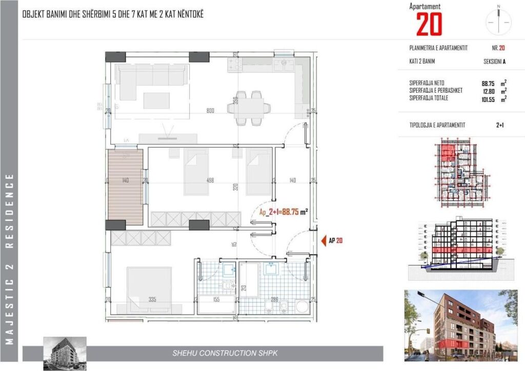 Shitet Apartament 2+1 ne Paskuqan / Tek Majestic Residence 2