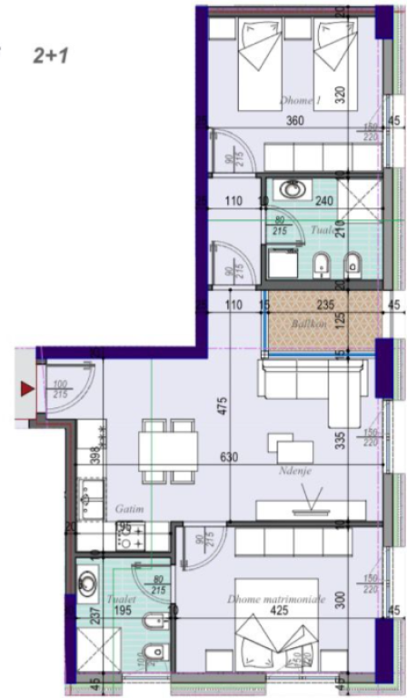 Apartament per shitje 2+1 te Tirana Entry 2