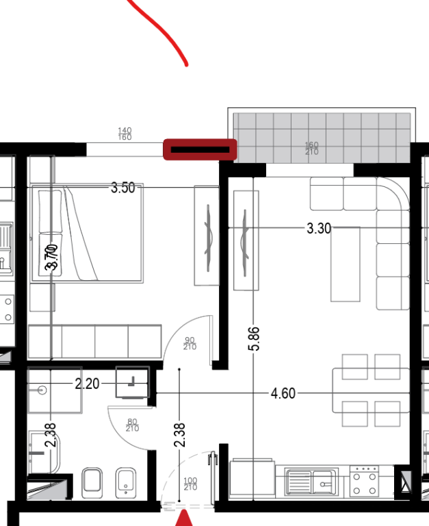 Apartment 1+1 for sale in Golem!