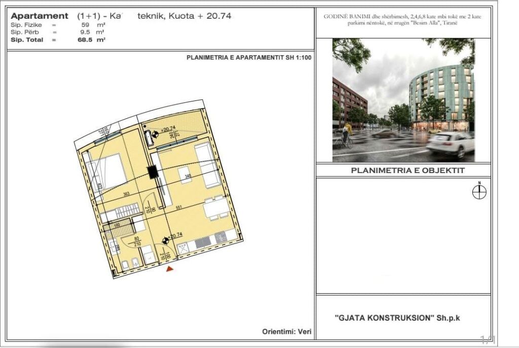 🏡 FOR SALE: 1+1 Apartment 📍Yzberisht - Gjata Construction (Opposite Grand Gallery) - €140,000 - 70m² - New Building 2025 with Ownership Certificate