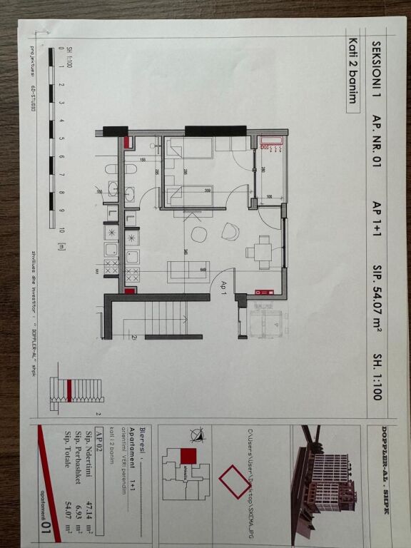For sale Ap 1+1  📌Misto Mame, opposite Tirana beer - Price 105,000 Euro (7th residential floor)
