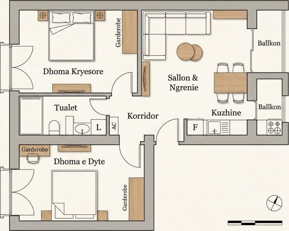 For sale, 2+1 Apartment, Brryli, Tirana. 184,000 €
